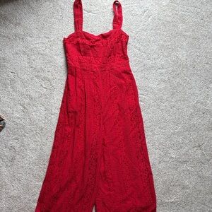 MINKPINK Vibrant Red Lace Romper with pockets